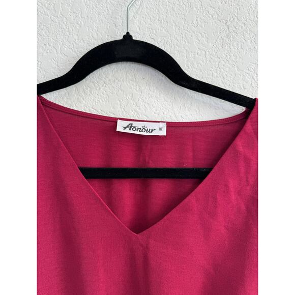 NWOT Women's Red V-Neck Ruffle Boho Cottagecore Dress Medium - Picture 6 of 11